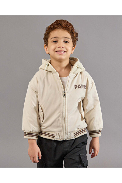 REDTAG Boys Beige Hooded Jacket