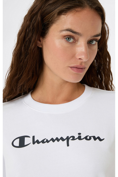 Champion Script Shop Crewneck Sweatshirt White Women's Sweatshirt - 118427-Ww001