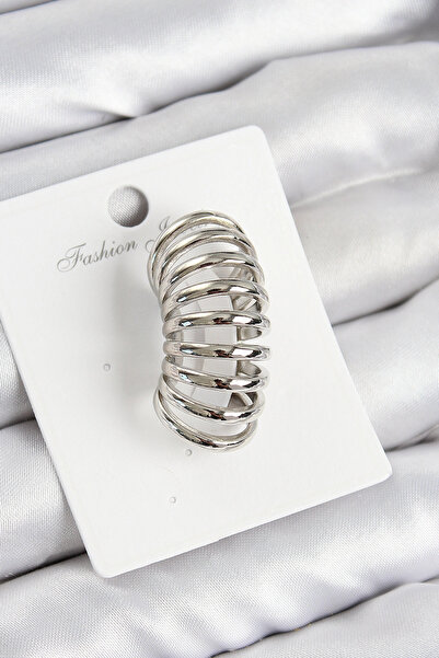 shopwave أقراط من النحاس على شكل زنبرك فضي اللون من الجانب الأيمن - TJ-BKP10993