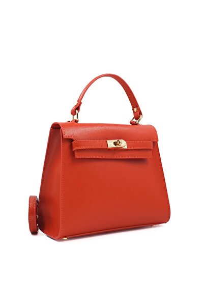 Posete Fagaras Teresa Leather Purse - Brick, Casual Bag Made of Genuine Leather, Handbag, Bags