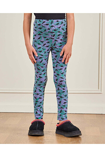 REDTAG Girls Blue Printed Leggings