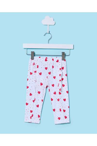 REDTAG Infant Girls Multicolour Heart Print Leggings