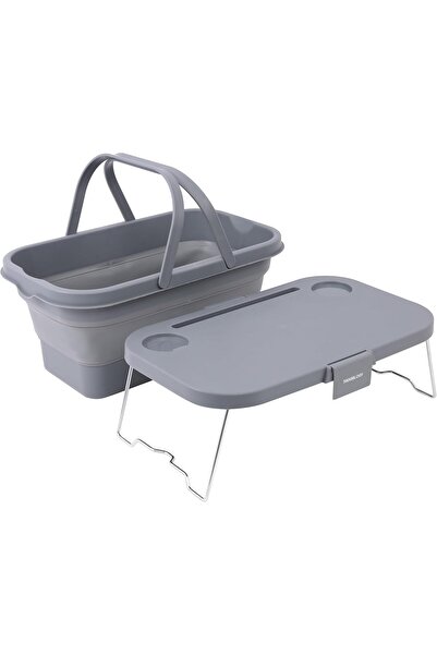 Arabest سلة نزهة قابلة للطي سعة 16 لترًا بمقابض وغطاء يمكن استخدامها كطاولة ق...