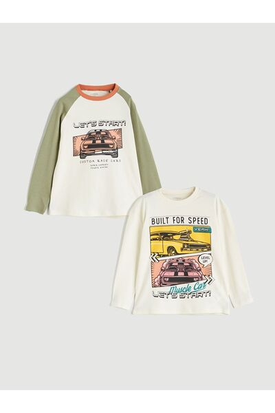 LC Waikiki Crew Neck Printed Boys' T-Shirt Pack of 2