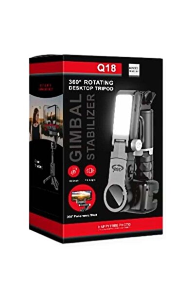 Generic Q18 3-in-1 Desktop Gimbal Stabilizer – Selfie Stick Tripod with Built-in Fill Light, 360° Rotatio