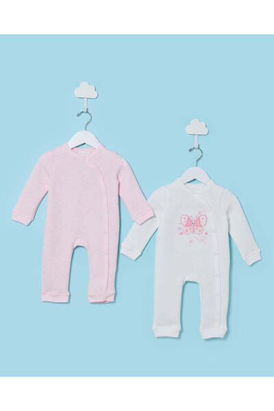 REDTAG Baby Pink Printed Romper Suit (2 Piece)