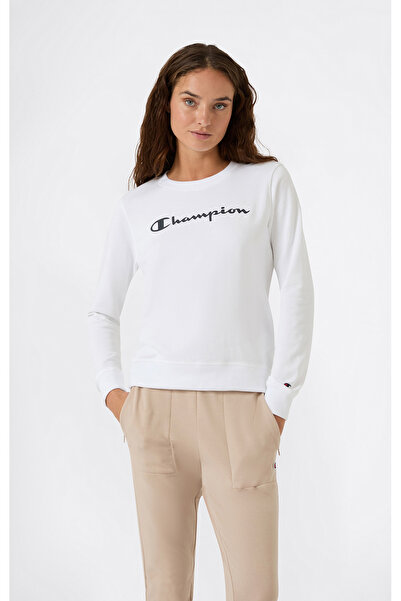 Champion Script Shop Crewneck Sweatshirt Beyaz Kadın Sweatshirt - 118427-WW001