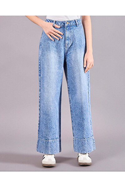 REDTAG Senior Girls Blue Wide leg Pants