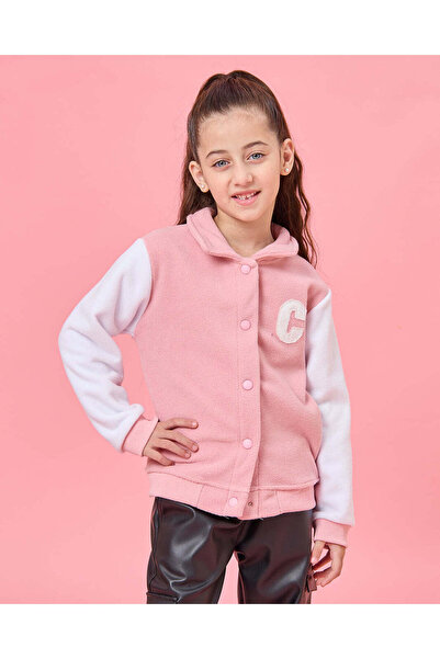 REDTAG Girls Pink And White Embroidered Jacket