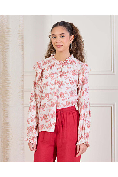 REDTAG بلوزة بيضاء مطبوع للفتيات الكبيرات