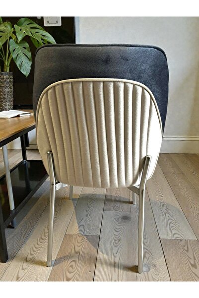 MSY HOME 2 Kişilik Milano Krom Serisi Yönsüz Kumaş Modern Ve Şık Sandalye Takımı