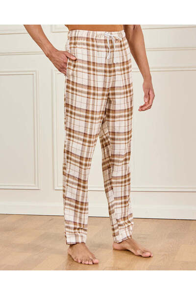 REDTAG Men Beige Checkered Pyjama Bottom