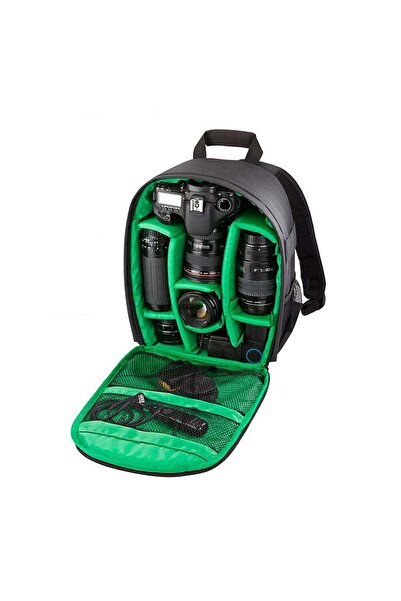 Generic New Multi-functional Small DSLR Digital Camera Video Backpack Bag Green