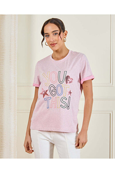 REDTAG Women Pink Printed Jersey Top