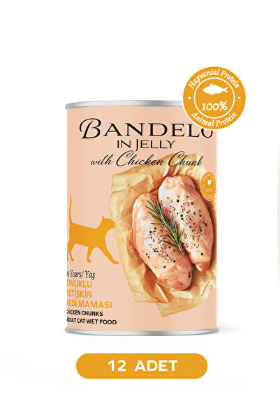 Bandelo Tavuklu Yetişkin Yaş Konserve Kedi Maması - %100 Hayvansal Protein Jö...