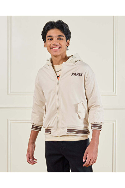 REDTAG Senior Boys Beige Hooded Jacket