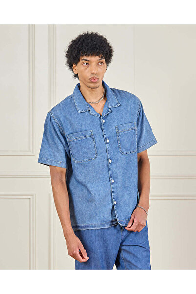 REDTAG Men Blue Denim Shirt