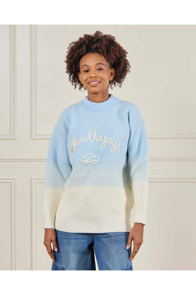 REDTAG Senior Girls Blue Embroidered Pullover
