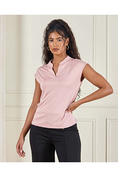 REDTAG Women Pink V Neck Knitted Top