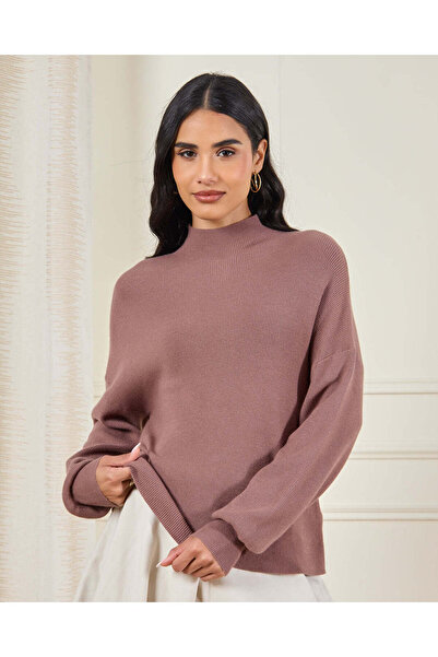 REDTAG Women Purple Plain High Neck Pullover