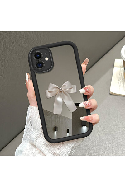 ucuc حافظة آيفون 12 المتوافقة مع تصميم فيونكة ومرآة من السيليكون توفر حماية ك...