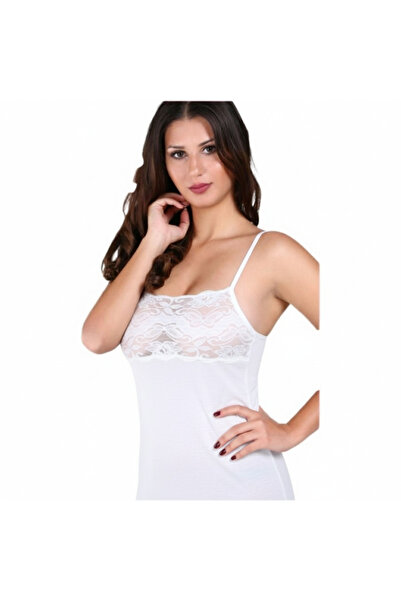 Lonca Tekstil Lace Embroidered String Strap Women's Tank Top