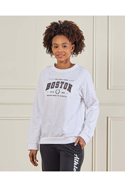 REDTAG Senior Girls White Printed Sweatshirt