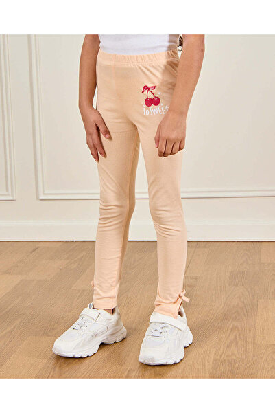 REDTAG Girls Beige Placement Leggings