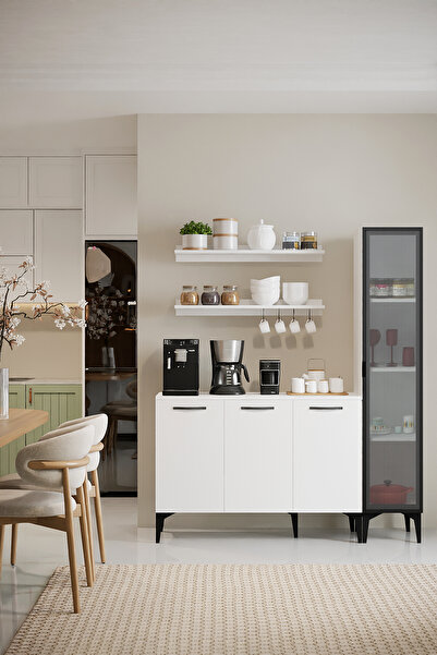 Avmpark Mila Kahve Köşesi İvalı Fincan Askı Raflı + Tek Kapaklı Kahve Köşesi ...