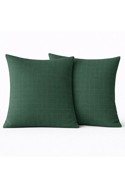 NazeninHome Decorative Throw Pillow 100% Cotton 40X40 cm Checkered Satin Gree...