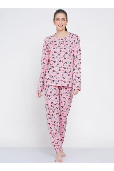 LAUREN SMITH Women's Pajama Set Full Sleeve Top with pants 2 Piece Sleepwear Cotton Ladies Soft Pjs Lounge Set