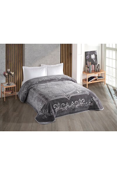 Bella Home Crystal Double Solid Color Blanket - 220X240 cm - Anthracite with Original Box