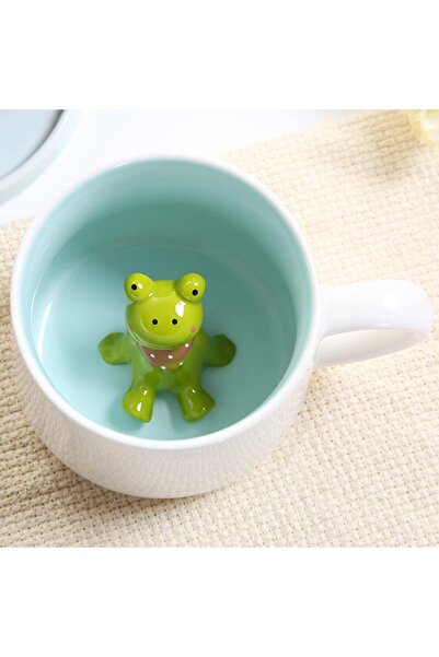 PALTO TASARIM كوب سيراميك هدية مع شكل ضفدع (مع تمثال داخلي)