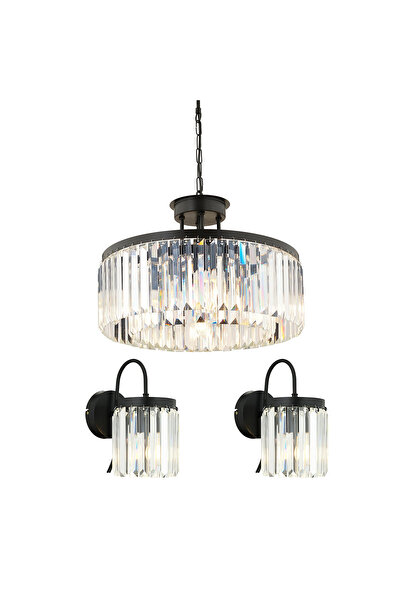 HubRom Σετ πολυελαίων KANVAS 3450-BLL-03 από μαύρο κρύσταλλο – 3 τεμάχια / 8x...