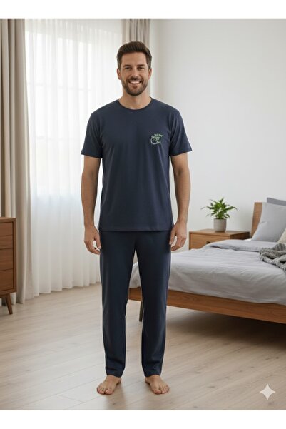 FAMES PİJAMA Set de pijamale de vară pentru bărbați cu mâneci scurte cu imprimeu