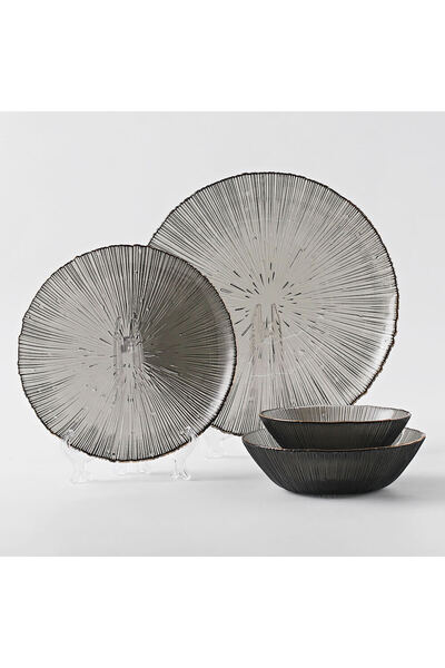 Shuer 4-Piece Glass Dinner Set ,Glassware Kitchen Dinnerware of Party Food,Round Dinner Sets for Salad