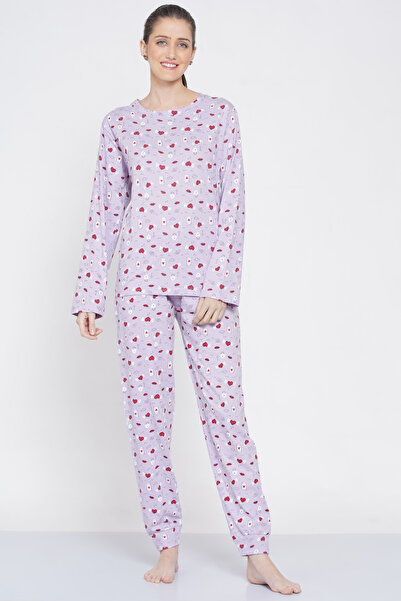 LAUREN SMITH Women's Pajama Set Full Sleeve Top with pants 2 Piece Sleepwear Cotton Ladies Soft Pjs Lounge Set