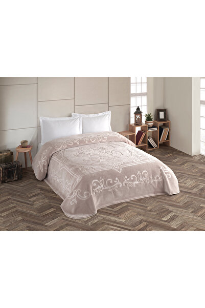 Bella Home Crystal Double Solid Color Blanket - 220X240 cm - Cappuccino with Original Box