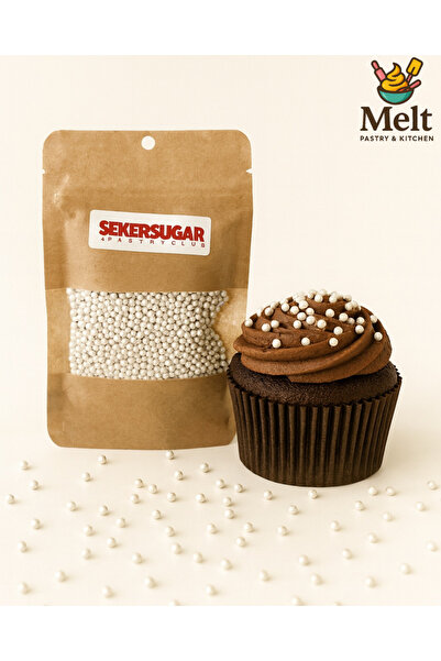 melt pastry & kitchen Şeker&Sugar Pasta Süsleme Şekeri Boncuk Şeker 2 mm Meta...