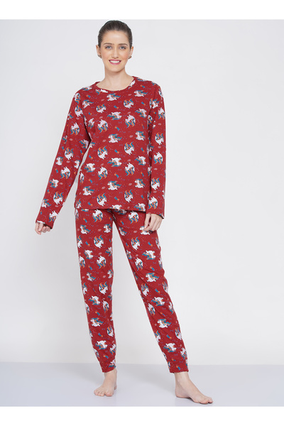 LAUREN SMITH Women's Pajama Set Full Sleeve Top with pants 2 Piece Sleepwear Cotton Ladies Soft Pjs Lounge Set