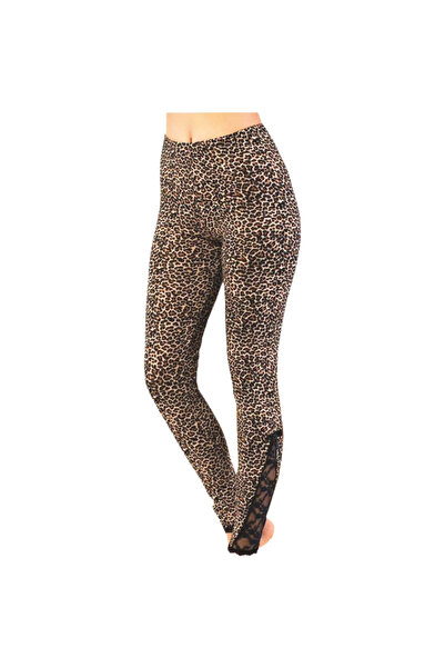 Lonca Tekstil بنطلون نسائي ضيق بتفاصيل دانتيل بنقشة الفهد