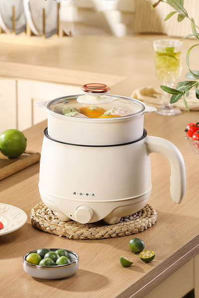 Muchmy Mini Electric Cooking Pot With Handle Soup Rice Cooker Portable Hot Pots With Glass Lid - 1.8L