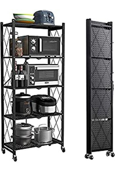 Arabest Foldable Standing Shelf,Units Storage Rack,Metal Heavy Duty Storage S...