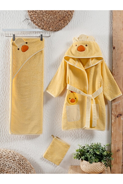 Kidboo طقم رداء حمام قطني بتصميم لطيف مكون من بغطاء رأس رداء حمام - 3 مناشف -...