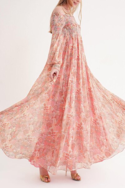 SOCIETA Desenli Düşük omuz gipeli bol elbise 94189