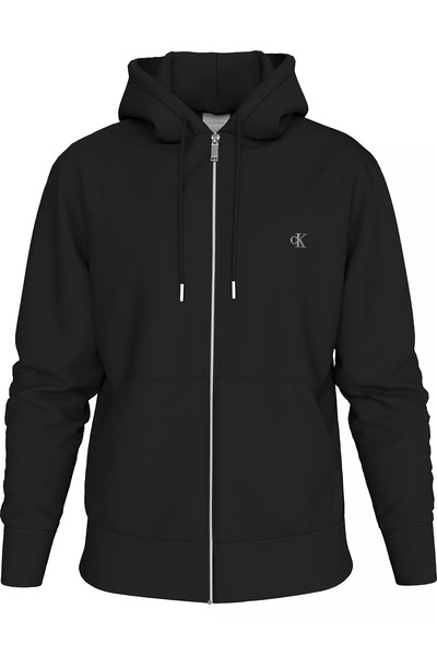 Calvin Klein سترة رجالية بقلنسوة وياقة عادية من القطن بأكمام طويلة باللون الأ...