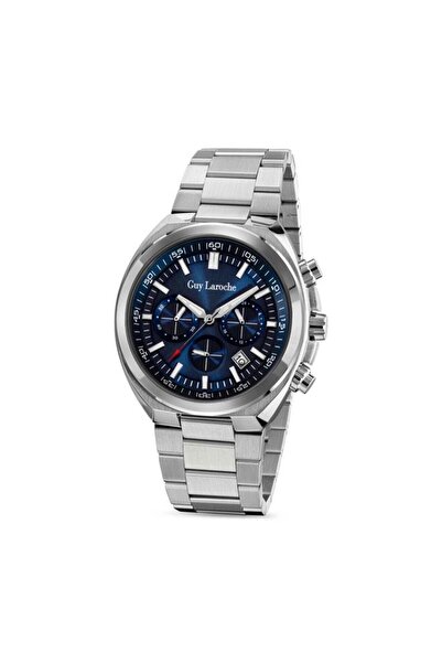 Guy Laroche Baptiste Blue Dial Silver Metal Bracelet Chronograph Watch for Me...
