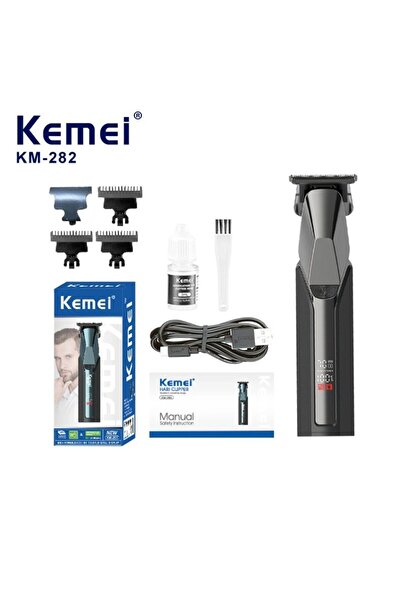 Kemier KEMIE KM-282 Professional Hair Trimmer, Stainless Steel Blade, Multiple Attachments, USB Charging