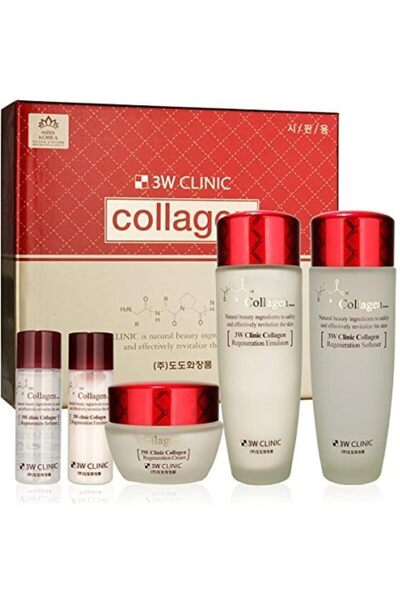 3W CLINIC مجموعة العناية بالبشرة بالكولاجين (3 قطع)
