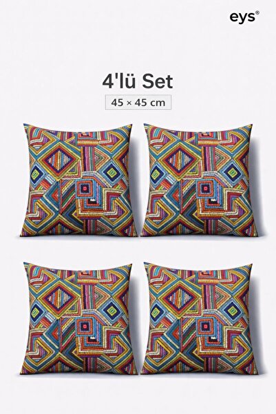 Digital Printed Double Sided Cotton Pillowcase – Hidden Zipper, Lined (45×45 cm) SET of 4